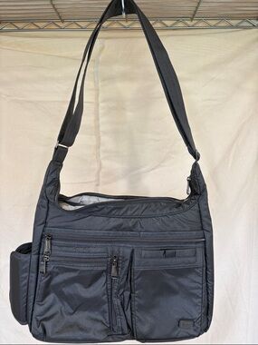 lug Gray Nylon Crossbody Bag with Multiple Front Pockets